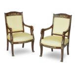 A pair of mahogany Empire Revival open armchairs, early 20th century (2)