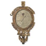 An 18th century French giltwood wall barometer Inscribed Par Carochez opticien quai de l'horloge ...