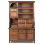 An aesthetic style late 19th/early 20th century oak bureau bookcase Stamped Gillows, Lancaster