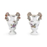 A pair of Capodimonte or Buen Retiro small vases Circa 1755-65