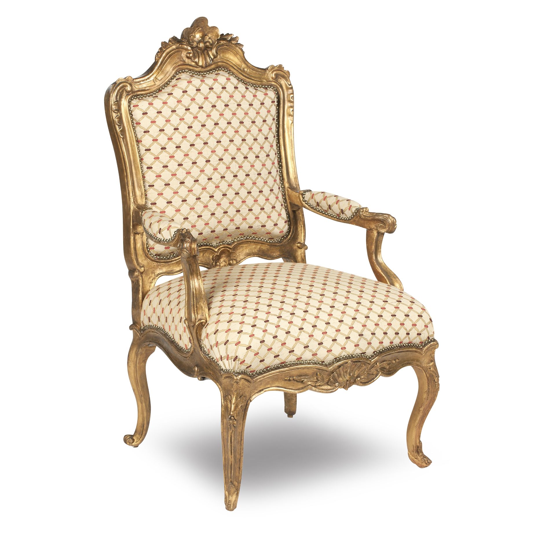 A 19TH CENTURY FRENCH GILTWOOD FAUTEUIL