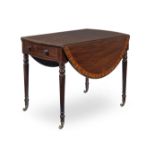 A George III mahogany, satinwood crossbanded and calamander banded Pembroke table