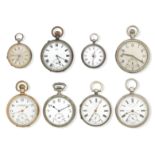 A group of 19th and early 20th century silver, nickel and gold plated pocket and fob watches