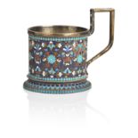 A late 19th century Russian cloisonné enamel tea glass holder by Gustav Klingert