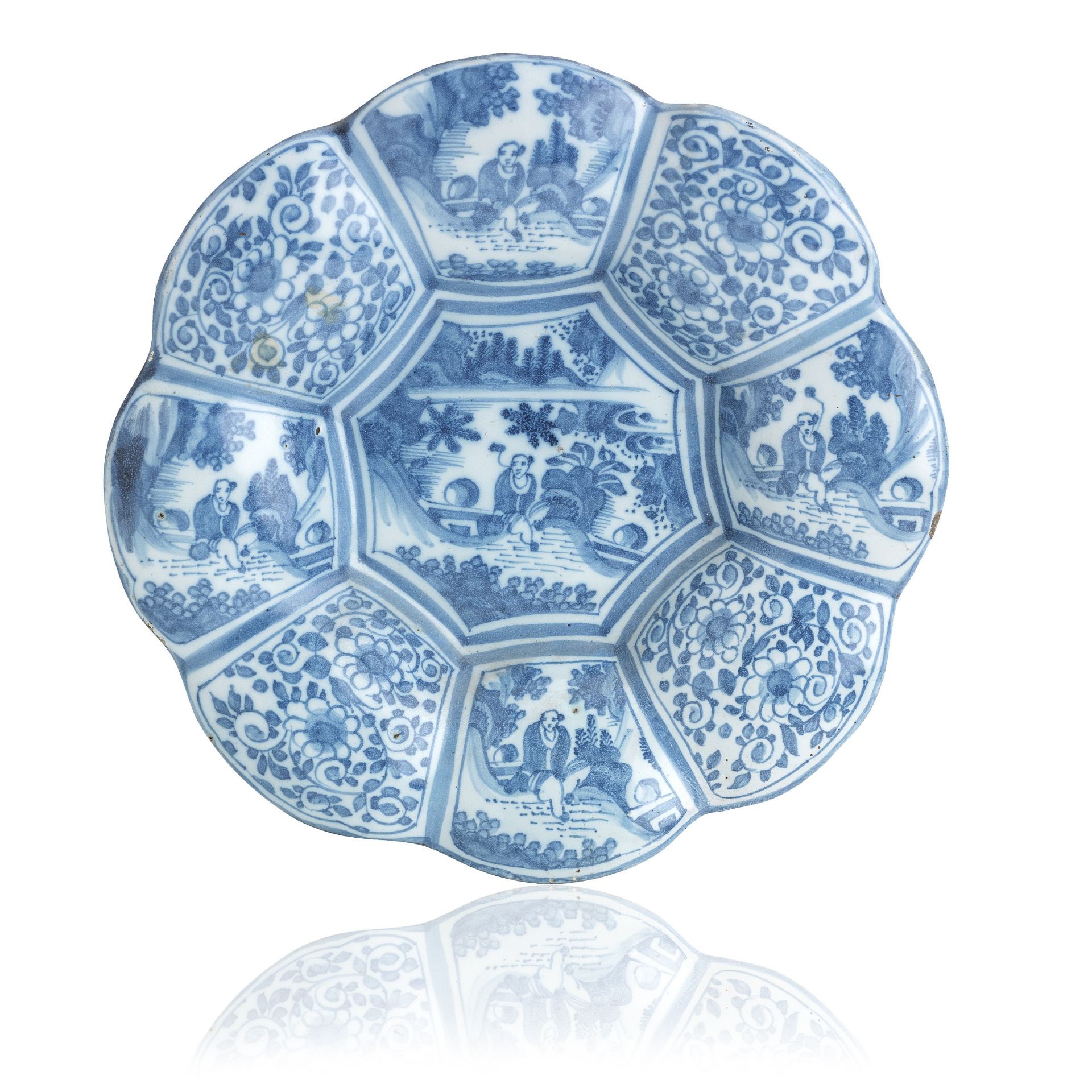 A Frankfurt faience lobed dish (Buckelplatte) 18th Century