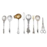 A collection of British and Continental silver flatware various makers and dates