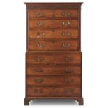 A George III mahogany secretaire chest on chest
