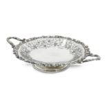 A twin handled silver fruit basket by Walker & Hall, Sheffield 1929