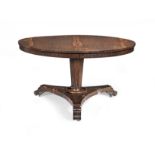 A William IV rosewood breakfast or centre table