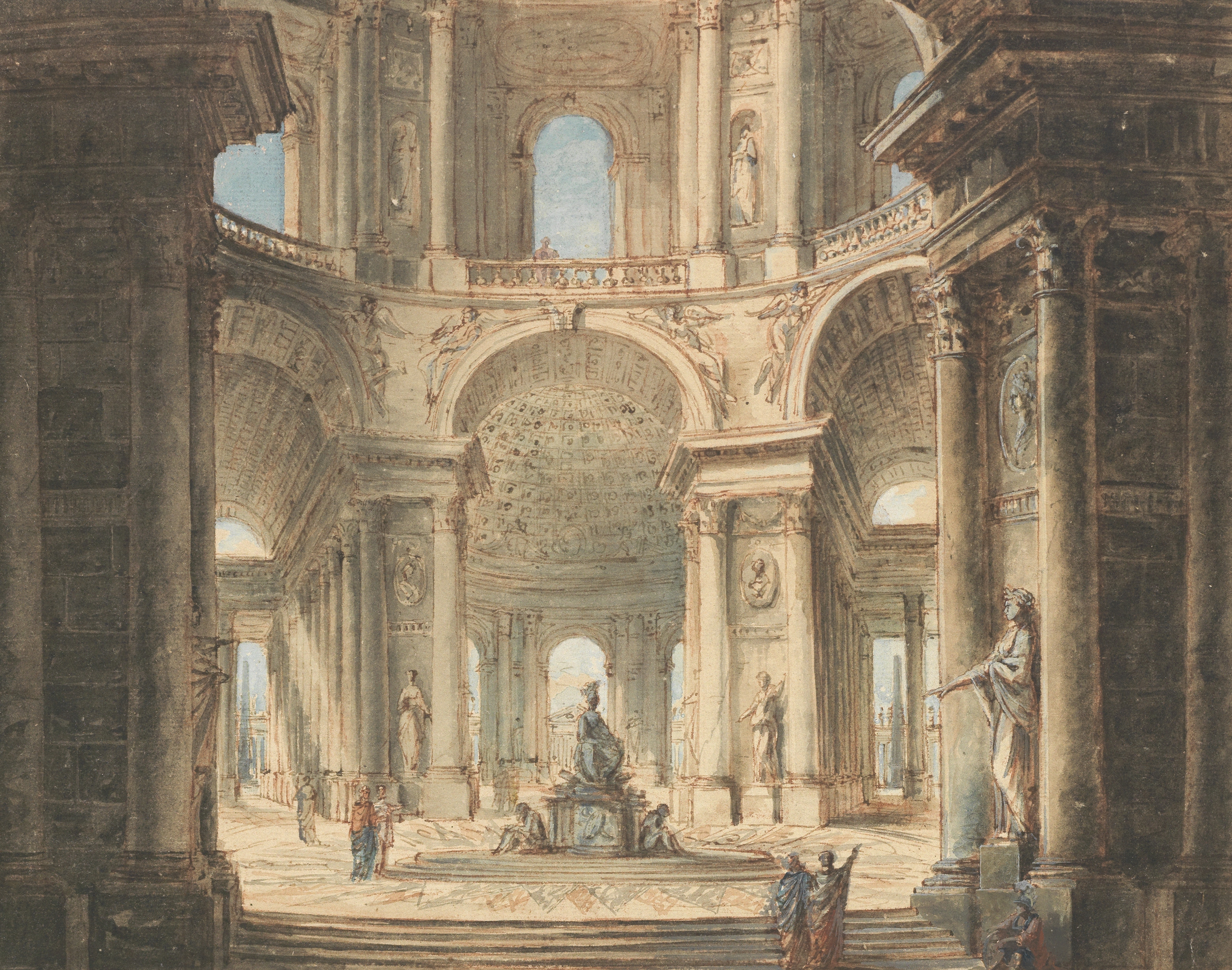 Follower of Giovanni Paolo Panini (Italian, 1691-1765) A Capriccio Interior