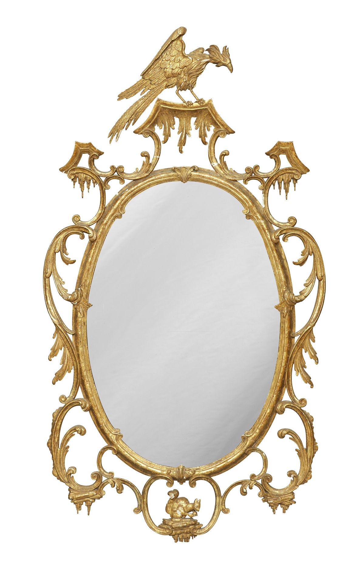 An 18th century style giltwood oval mirror, 20th century