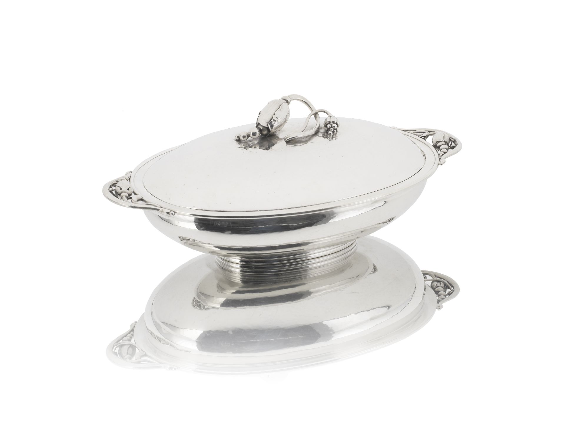 GEORG JENSEN: a Danish silver blossom pattern tureen pattern 2C, 1933-1944 period marks