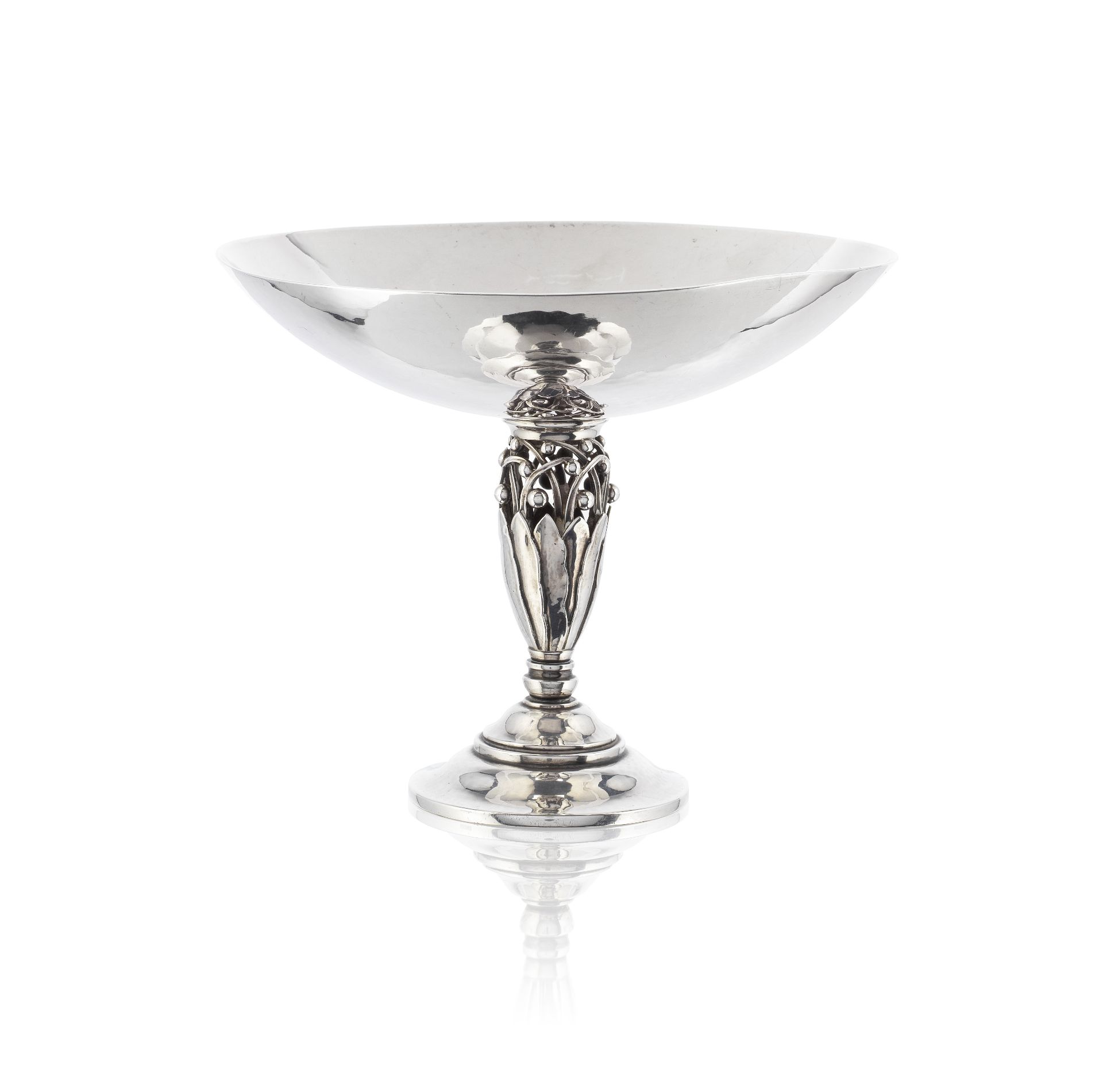 GEORG JENSEN: a Danish silver tazza, designed by Johan Rohde pattern 574C, import marks for Lond...