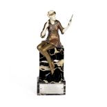 Ferdinand Preiss (German, 1892-1943) 'Powder Puff': A Cold-Painted and Carved Ivory Figure, circa...