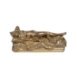 Continental A Patinated Bronze Study of a Reclining Nude Female Figure, 1887