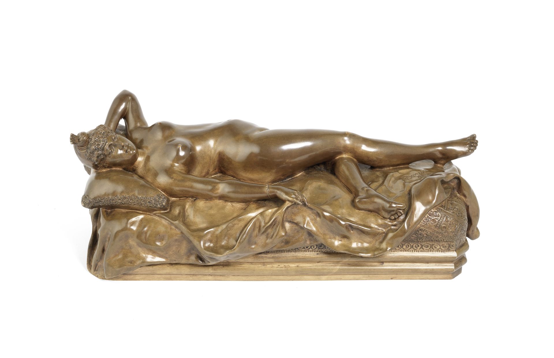 Continental A Patinated Bronze Study of a Reclining Nude Female Figure, 1887