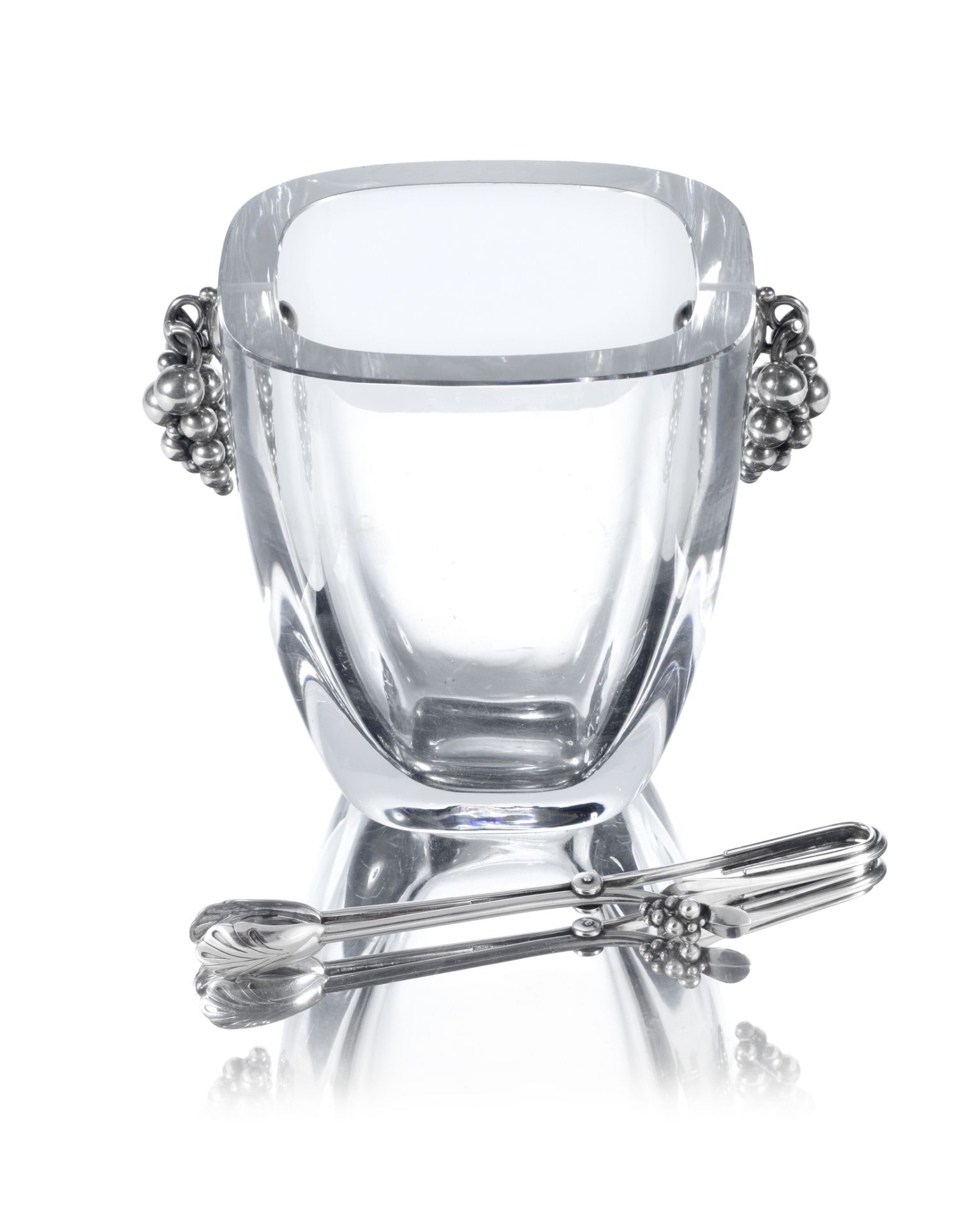 A Danish silver and glass ice bucket with tongs Dansk Guldsmede-Håndværk, circa 1970 (2)