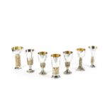 HECTOR MILLER FOR AURUM: seven silver and silver-gilt commemorative goblets Limited edition numbe...