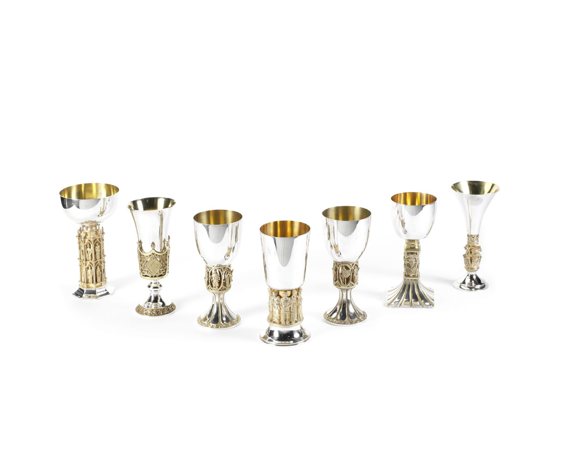 HECTOR MILLER FOR AURUM: seven silver and silver-gilt commemorative goblets Limited edition numbe...