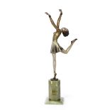 Josef Lorenzl (Austrian, 1892-1950) A Large Art Deco Cold-Painted Bronze Figure of a Female Dance...