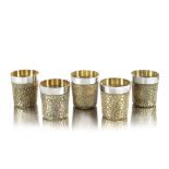 STUART DEVLIN: a set of five silver and silver-gilt beakers London 1978 (5)