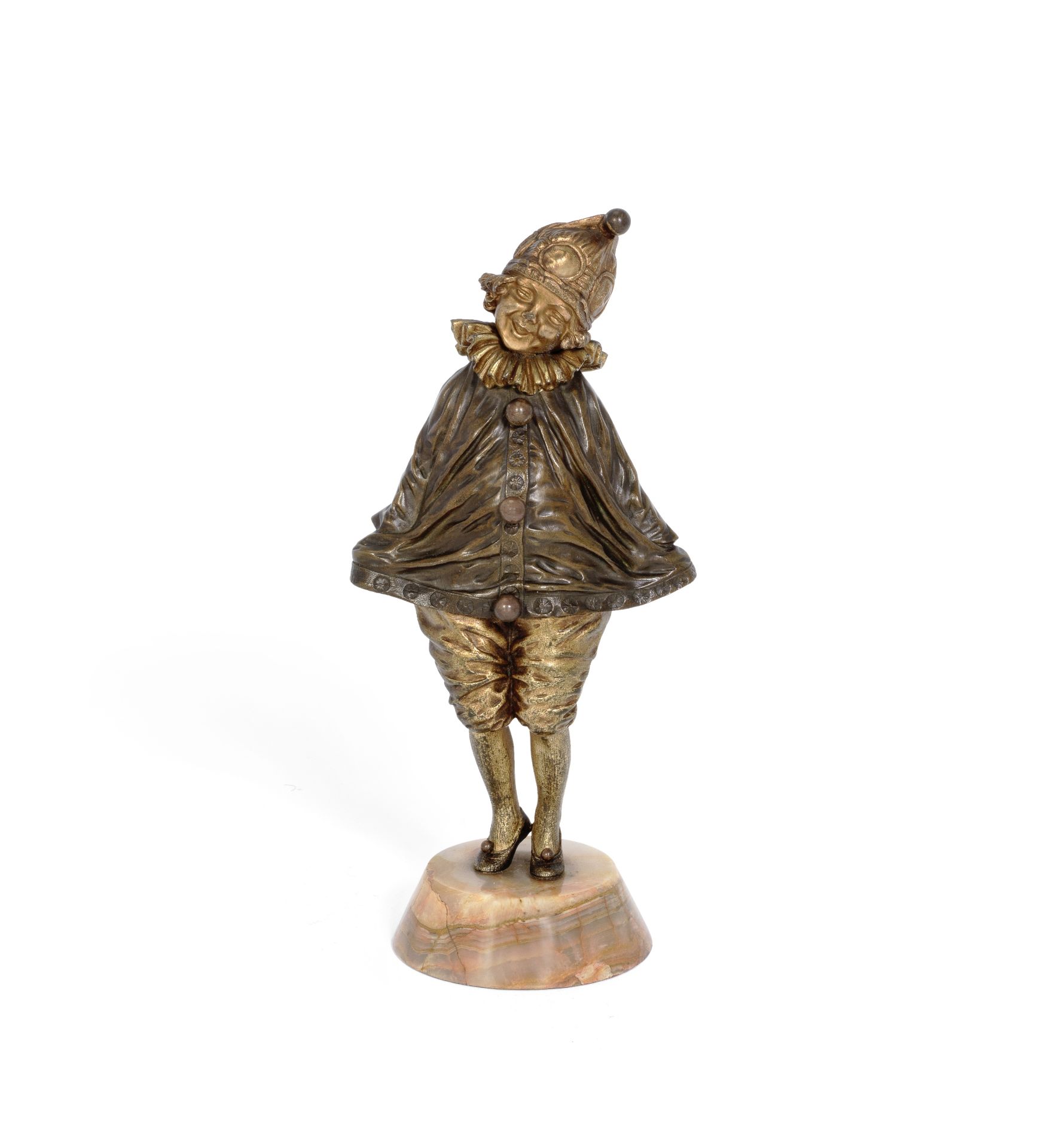 Demetre Chiparus (Romanian, 1886-1947) 'Little Clown': An Art Deco Patinated and Parcel Gilt Bro...