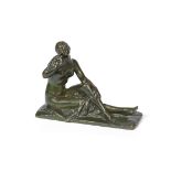 Suzanne Bizard A Green Patinated Bronze Figure of Nude Female, circa 1925