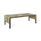 Phillip and Kelvin LaVerne (American) An Etched and Patinated Brass and Wood Coffee Table, circa ...