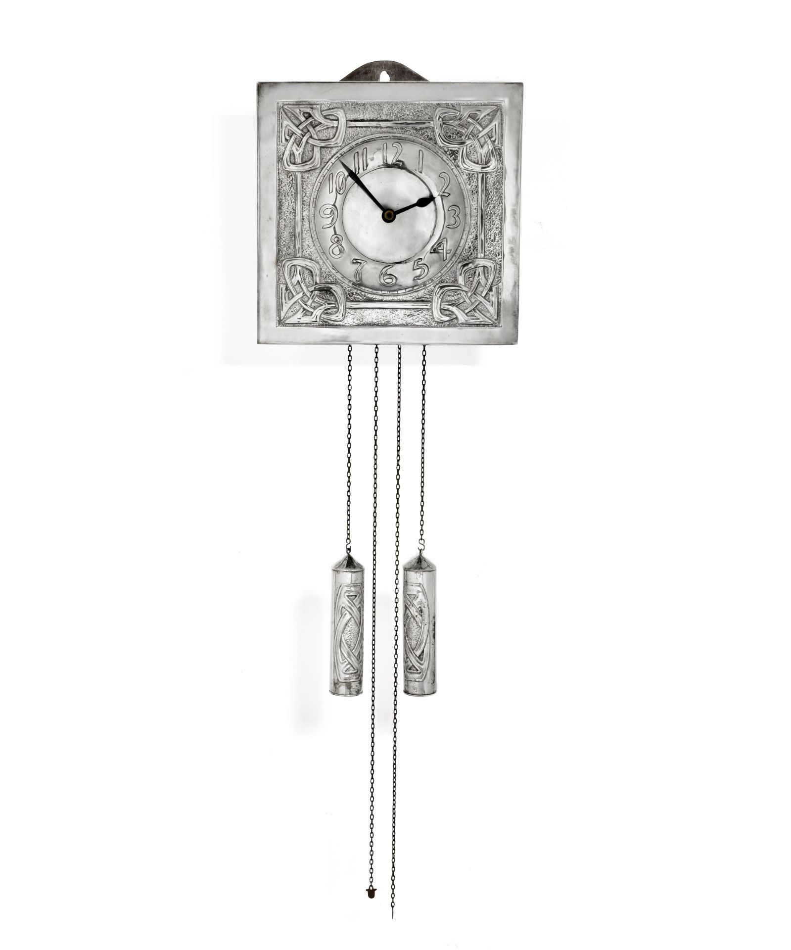 Margaret Gilmour (British, 1883-1942) An Arts & Crafts Repoussé Nickelled Metal Wall Clock, circa...
