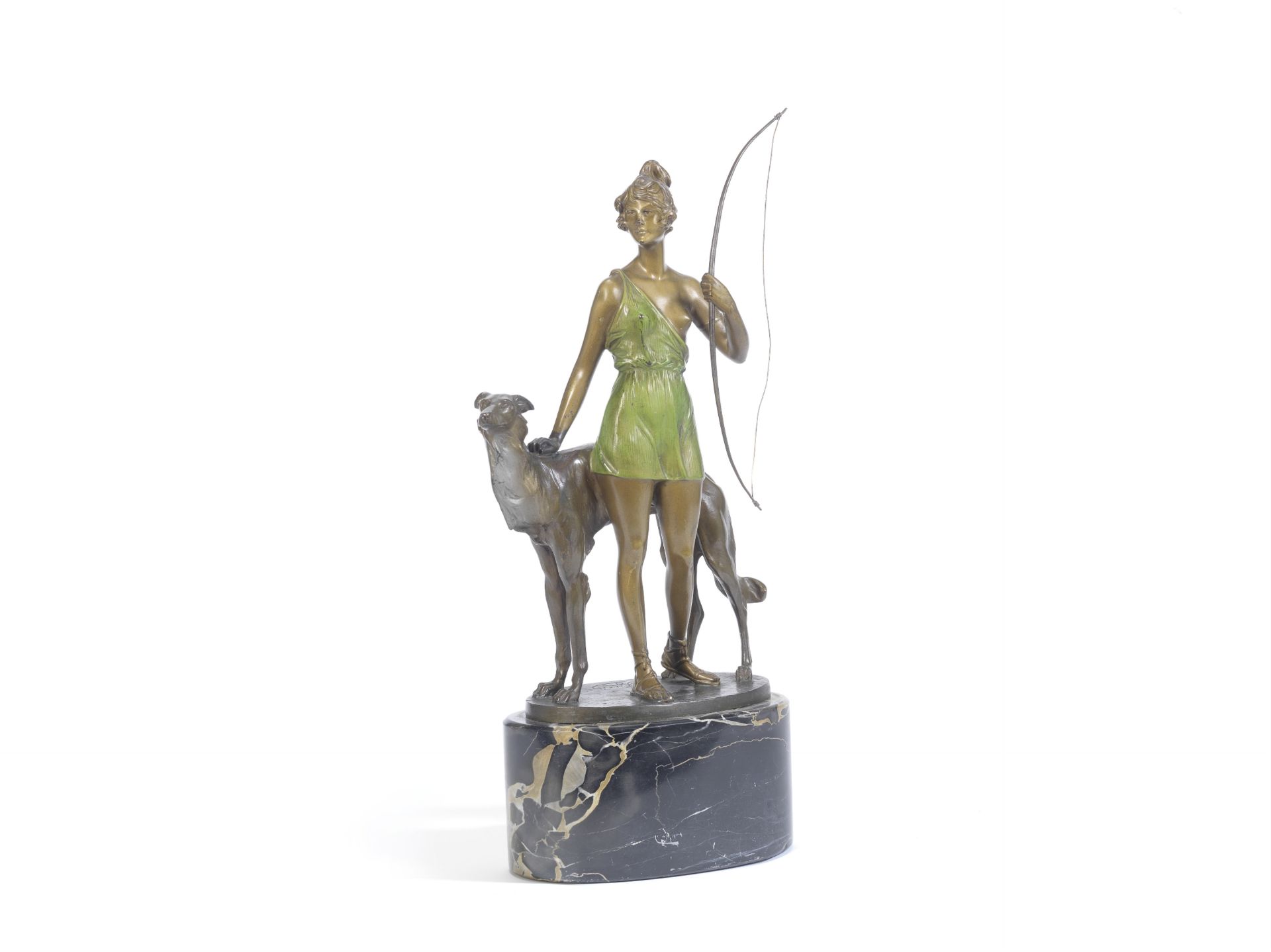 Bruno Zach (German, 1891-1935) 'Diana the Huntress': An Art Deco Bronze Sculpture, circa 1925