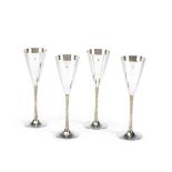 Stuart Devlin: a set of four parcel-gilt silver goblets London 1977 (4)