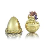 STUART DEVLIN: an 18 carat gold gem-set surprise egg London 1987