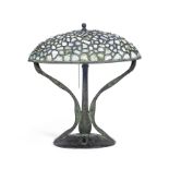 Austrian An Art Nouveau Green Patinated Bronze and Copper Table Lamp, circa 1900