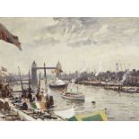 Edward Seago, RWS, RBA (British, 1910-1974) The arrival of HM The Queen and HRH The Duke of Edinb...