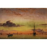 Edward William Cooke, RA (British, 1811-1880) Sunset on the Lagune of Venice - San Giorgio in Alg...