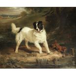 Sir Edwin Henry Landseer, RA (British, 1802-1873) Newfoundland dog and Terrier at a stream