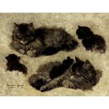 Henriette Ronner-Knip (Dutch, 1821-1909) Study of cat and kittens