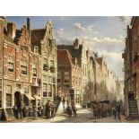 Willem Koekkoek (Dutch, 1839-1895) A busy street scene