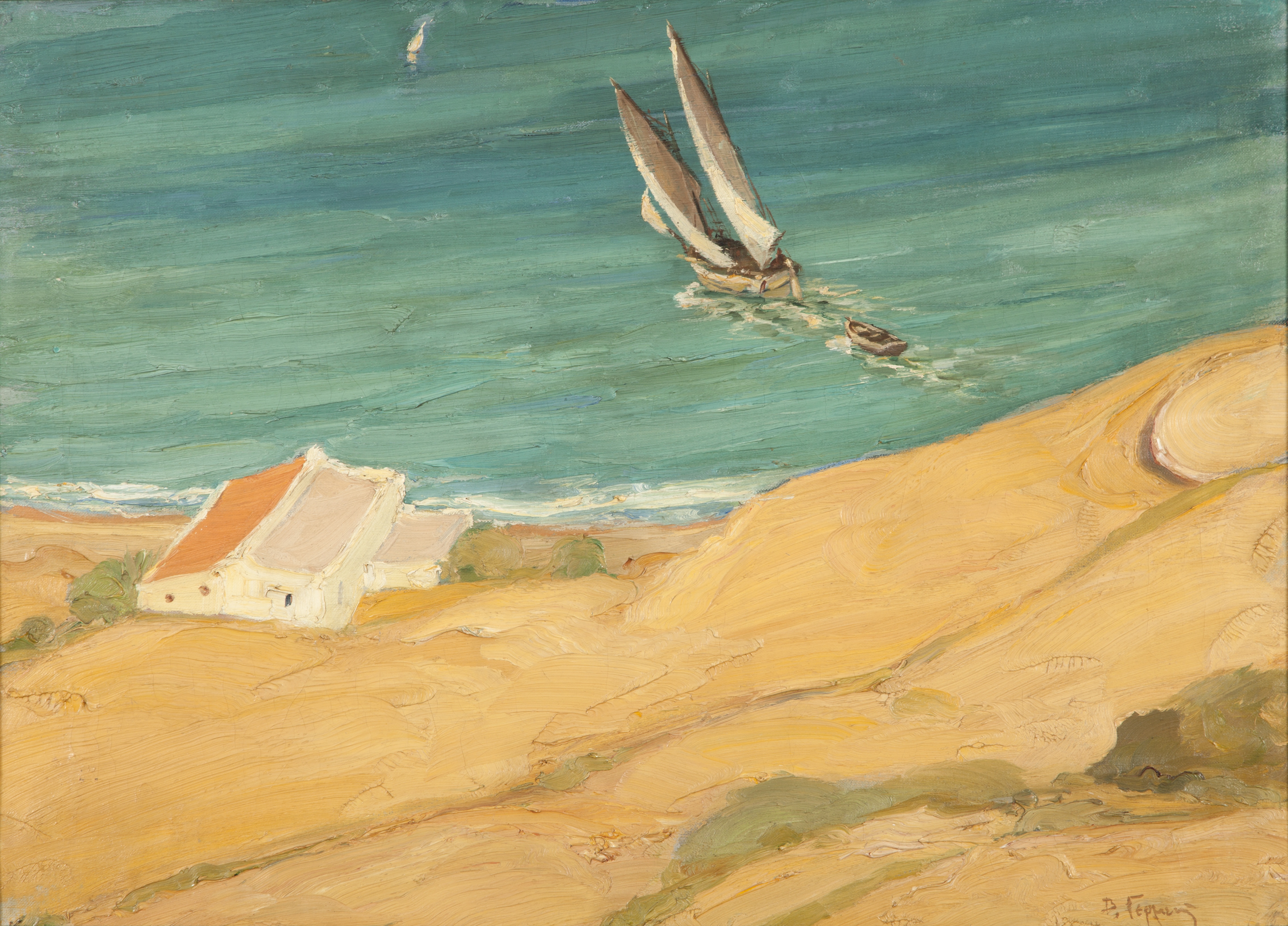 Vassilis Germenis (Greek, 1896-1966) Sailing 53 x 73 cm.