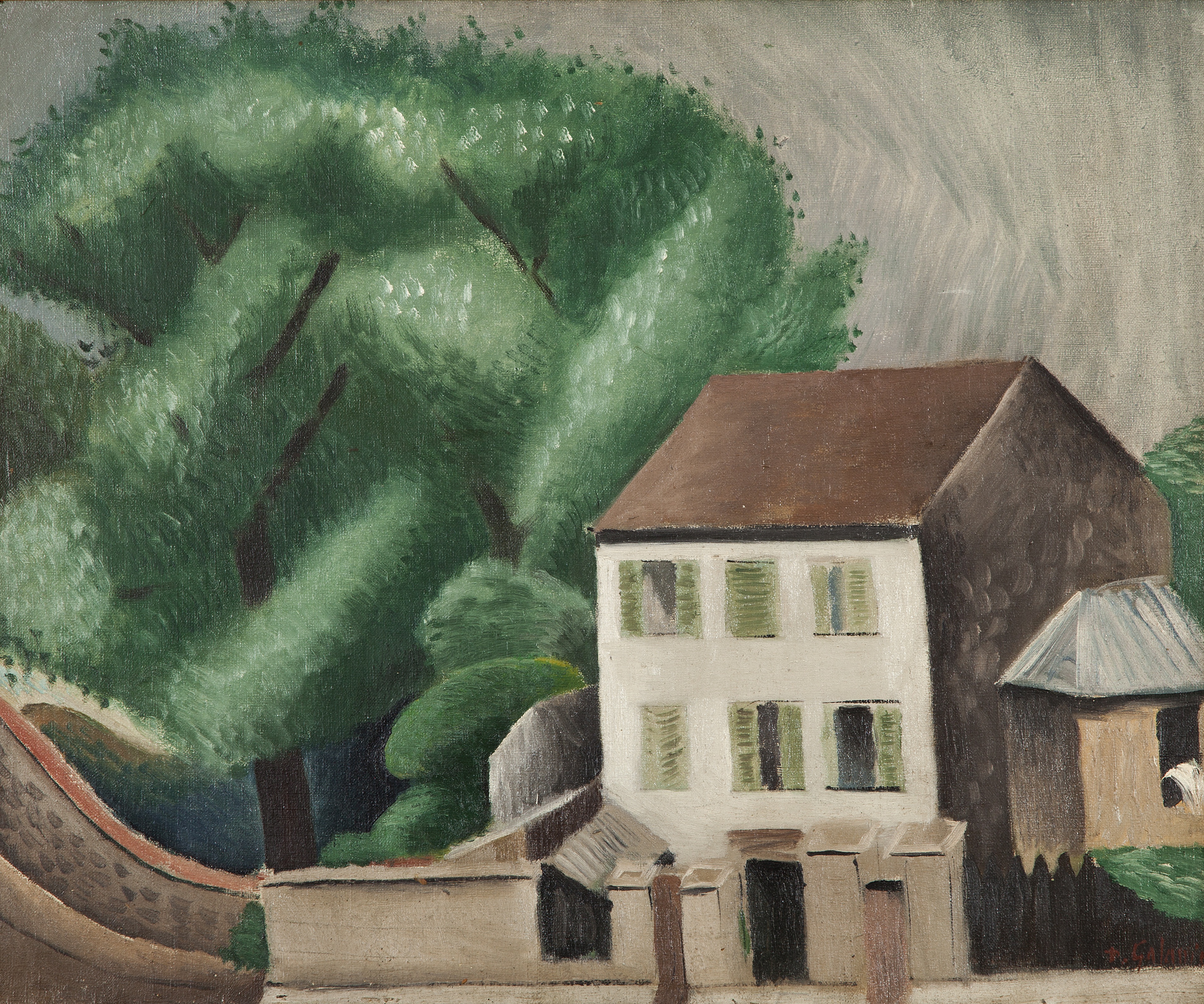 Dimitrios Galanis (Greek, 1880-1966) Ma maison 45 x 55 cm.