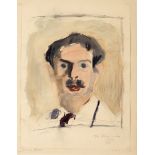 Georgios Bouzianis (Greek, 1885-1959) Portrait of young man (self-portrait) 63 x 48 cm.