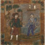 Theofilos Hadjimichael (Greek, 1871-1934) Sailor and Euridice 81 x 80 cm.