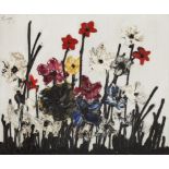 Thanos Tsingos (Greek, 1914-1965) Fleurs sur fond blanc 53 x 64 cm.