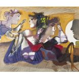 Dimitris Mytaras (Greek, 1934-2017) Three muses 130.5 x 160 cm.