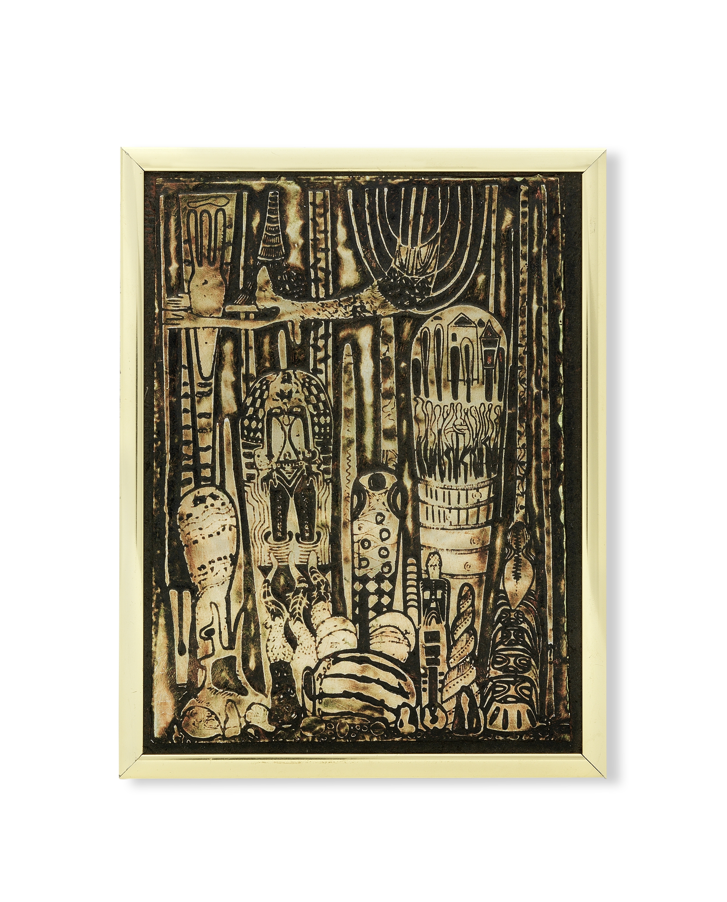 Bruce Onobrakpeya (Nigerian, born 1932) A set of 8 metal foil reliefs: ((8))
