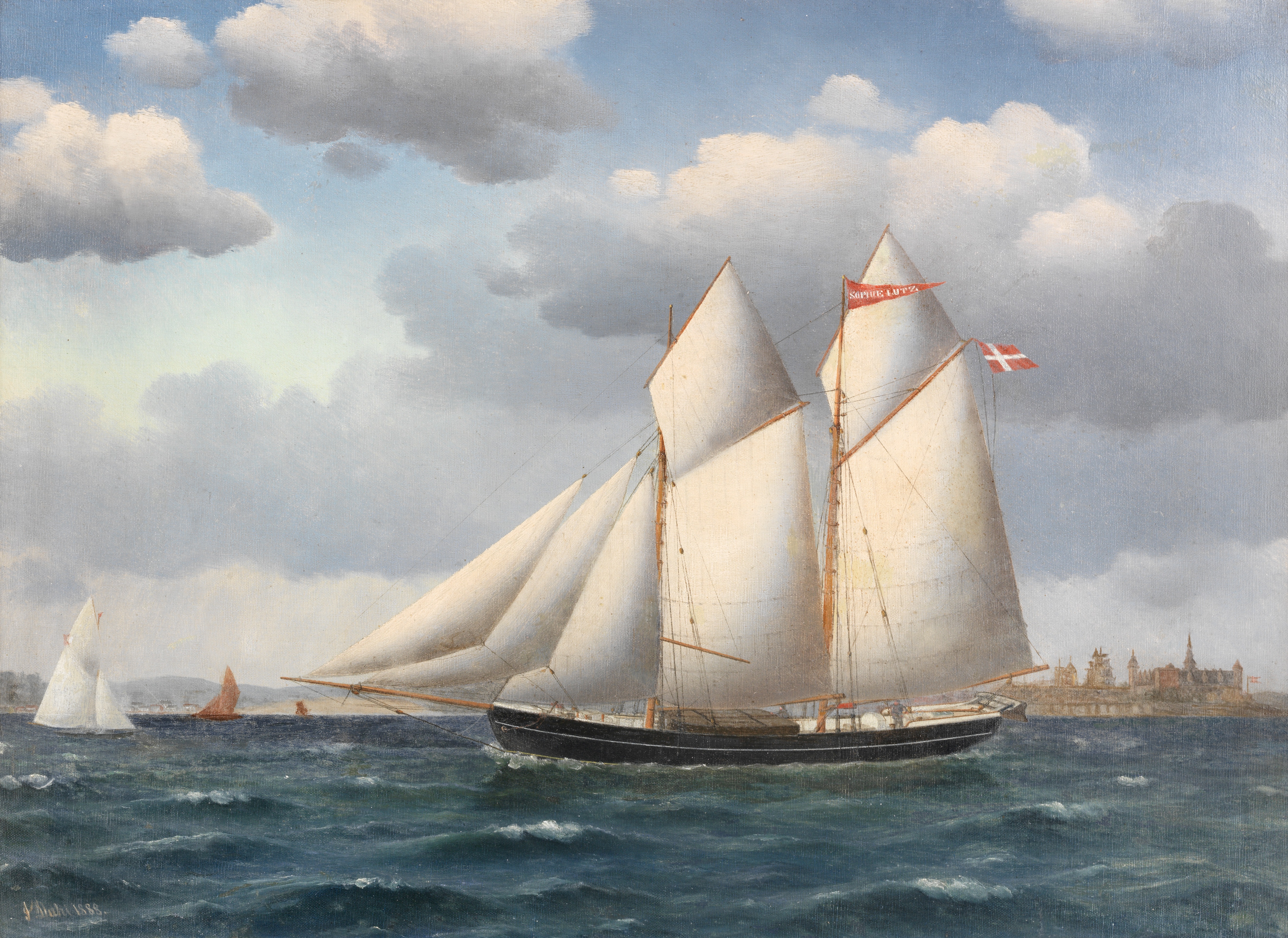 Jorgen Dahl (Danish, 1825-1890) The Sophie Lutz off the Kronborg Castle