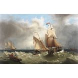 Henry Redmore (British, 1820-1887) A pilot cutter with other shipping and a lightvessel in the di...