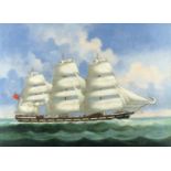 Attributed to Lai Fong (Chinese, active 1870-1910) A full-rigged merchantman