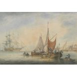 Samuel Atkins (British, fl.1787-1808) Dutch merchant craft and other shipping in a harbour