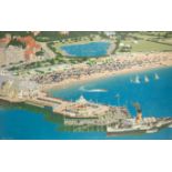 Charles Pears, RSMA (British, 1873-1958) Busy Southsea Beach and Pier, Portsmouth, with the South...